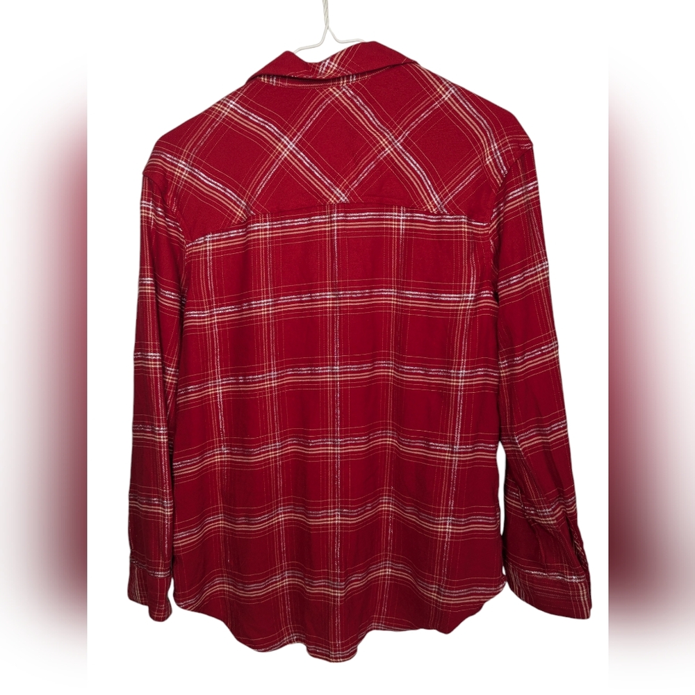 Justice Perfect Plaid Top Girl's Sz 14 Flannel Red Metallic Christmas Shirt Y-2 - Picture 2 of 8